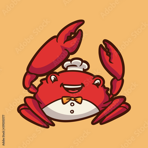 cartoon animal design happy crab cute mascot logo