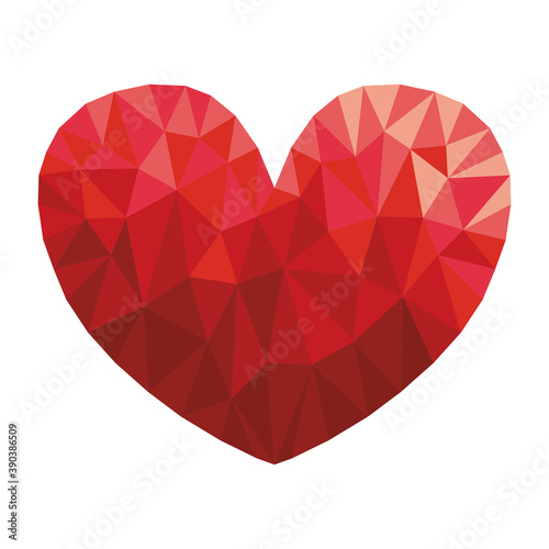 Polygon red heart in diamond style vector illustration design