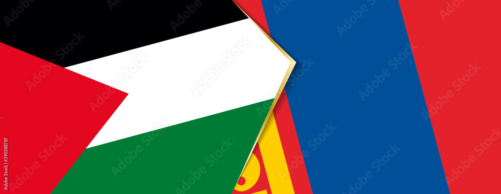 Palestine and Mongolia flags, two vector flags. Palestine and Mongolia flags, two vector flags.