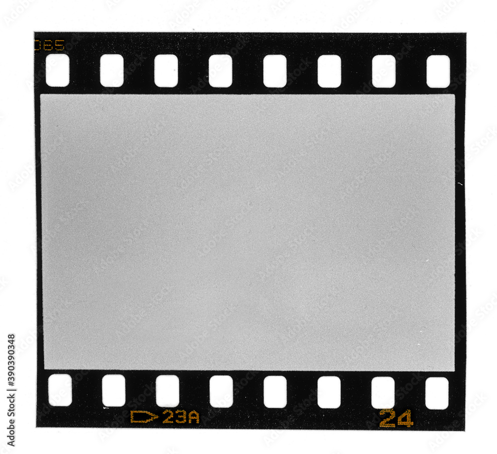 film strip isolated on white, nice 35mm film photo placeholder.
