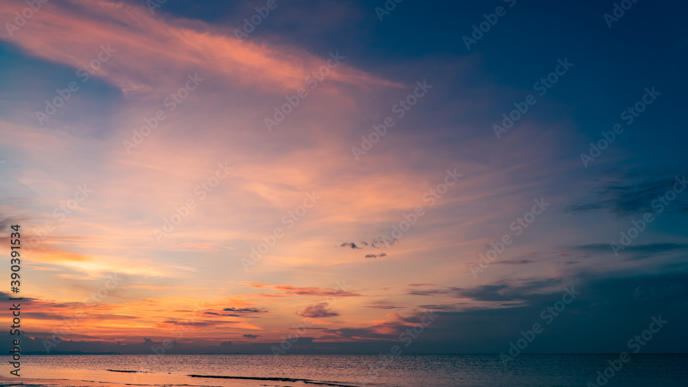 sunset sky background over the sea in the evening ,dusk sky twilight