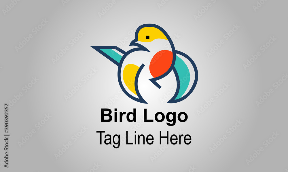 Obraz premium Abstract Colorful Creative Bird Logo Design Vector