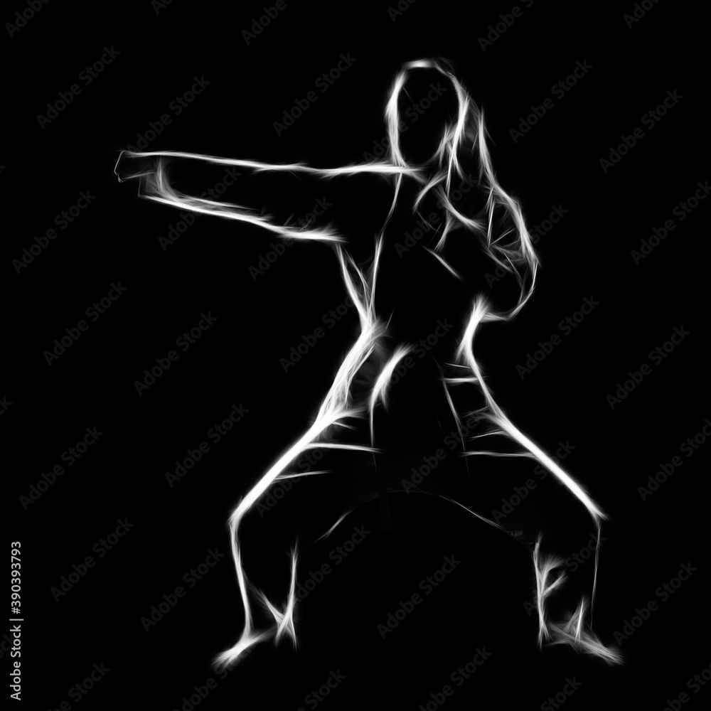 Fractal portrait of karate girl