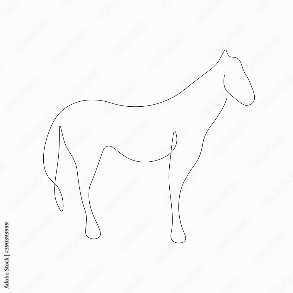 Horse farm animal drawing. Vector illustration