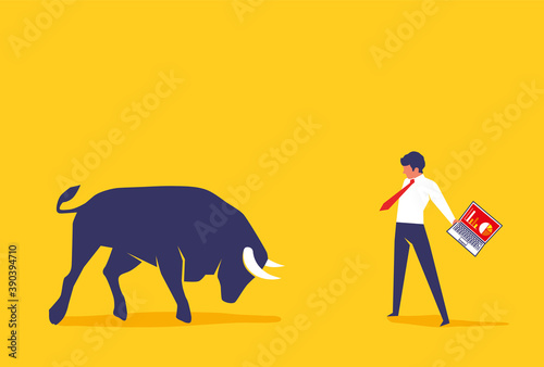 Businessman Bull Fighting Vector