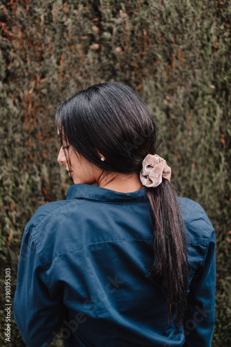 Beautiful woman wearing a scrunchie in the hair
