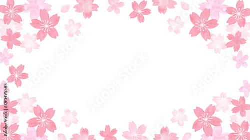 水彩で描いた桜の背景イラスト