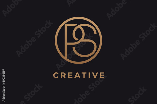Abstract initial letter P and S logo,usable for branding and business logos, Flat Logo Design Template, vector illustration