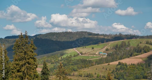 Cinema 4K Timelapse of Beautiful Carpathian Mountains and clouds photo