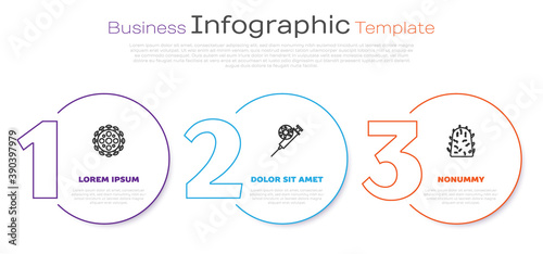 Set line Virus, Syringe and virus and Rabies. Business infographic template. Vector.