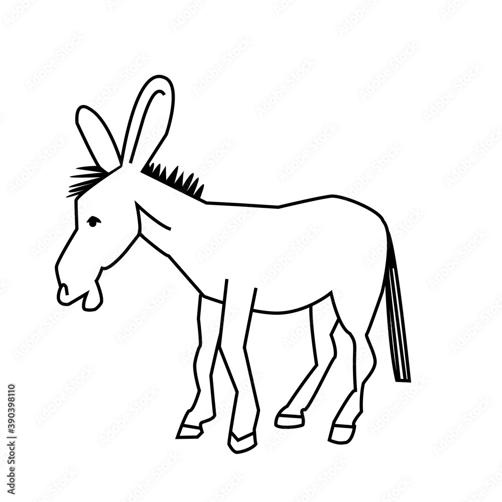 Graphic image of a donkey on a white background