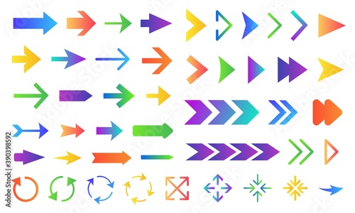 Arrows big colorful vector collection. Modern arrow or cursor illustration