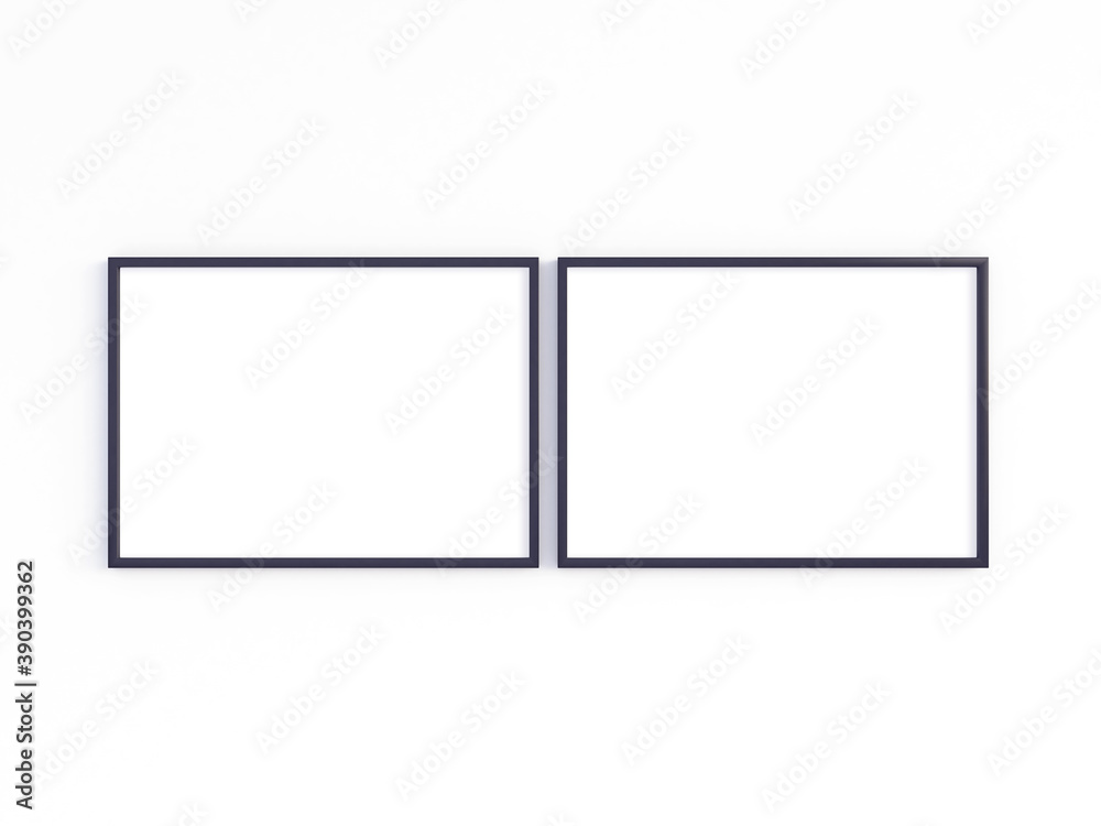 Mockup of 2 frames to display your work. 3D illustration. Mockup of 2 frames to display your work. 3D illustration.