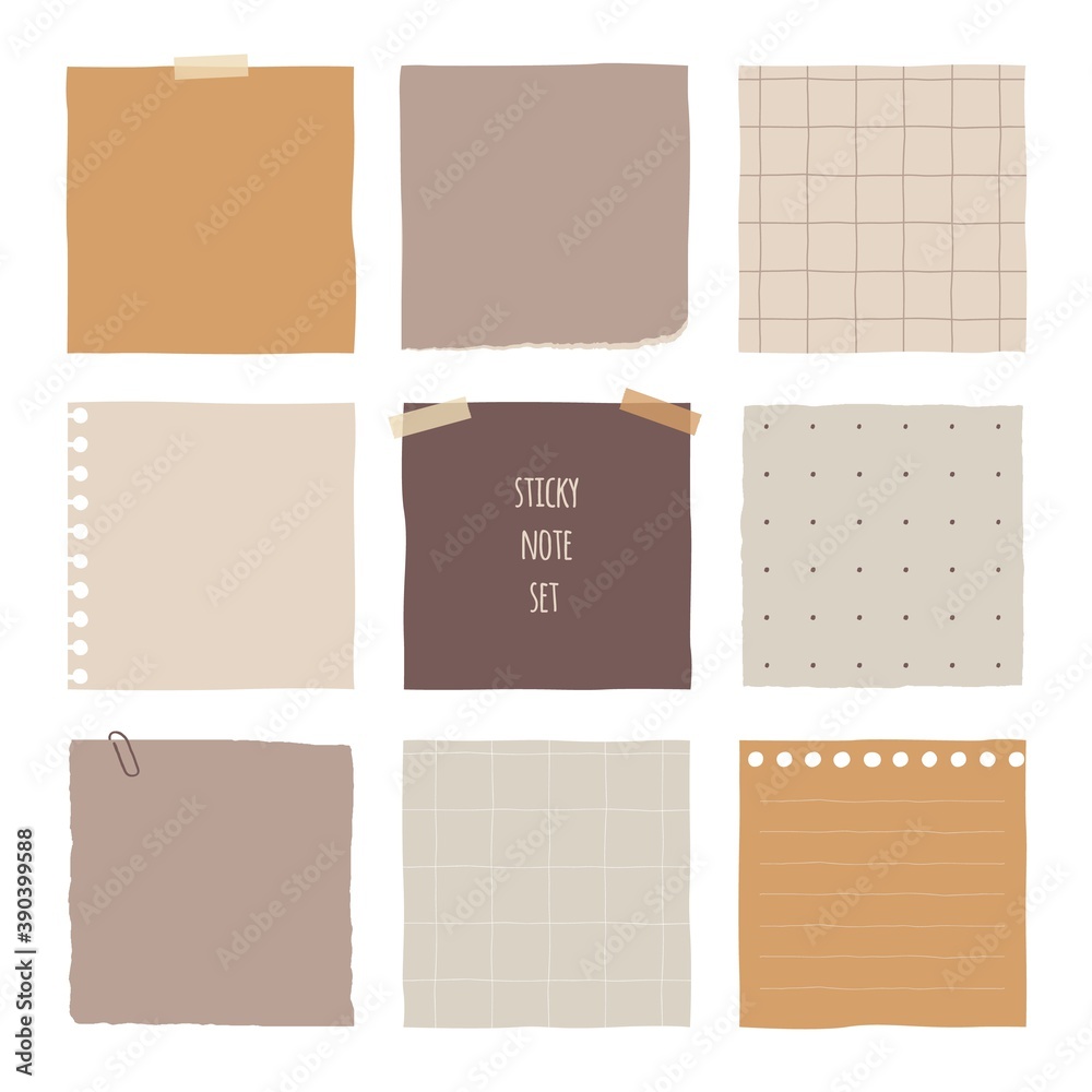 Collection of various notes paper. Colorful sticky note. Collection of various notes paper. Colorful sticky note.