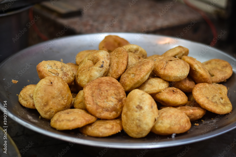 indian kachori in a plate, Indian Traditional Food indian kachori in a plate, Indian Traditional Food