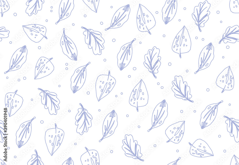 Simple autumn pattern in blue colors on white Simple autumn pattern in blue colors on white
