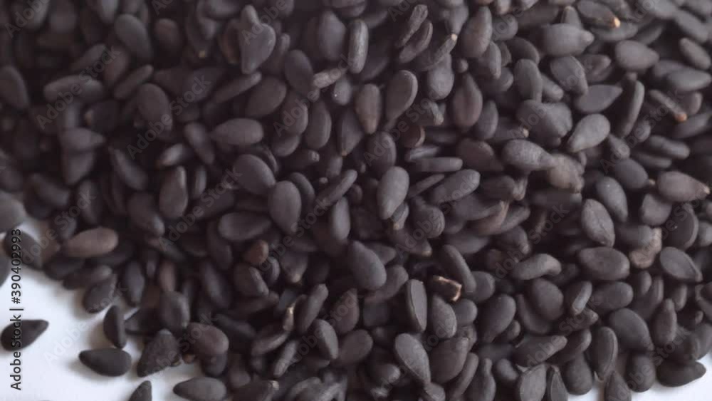 Close Up Black Sesame Seeds Rotation. Close Up Black Sesame Seeds Rotation.