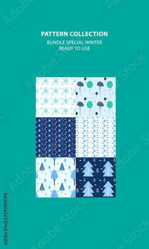 Winter seamless pattern background bundle ready to use