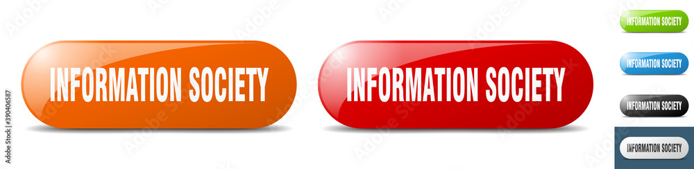 information society button. key. sign. push button set information society button. key. sign. push button set