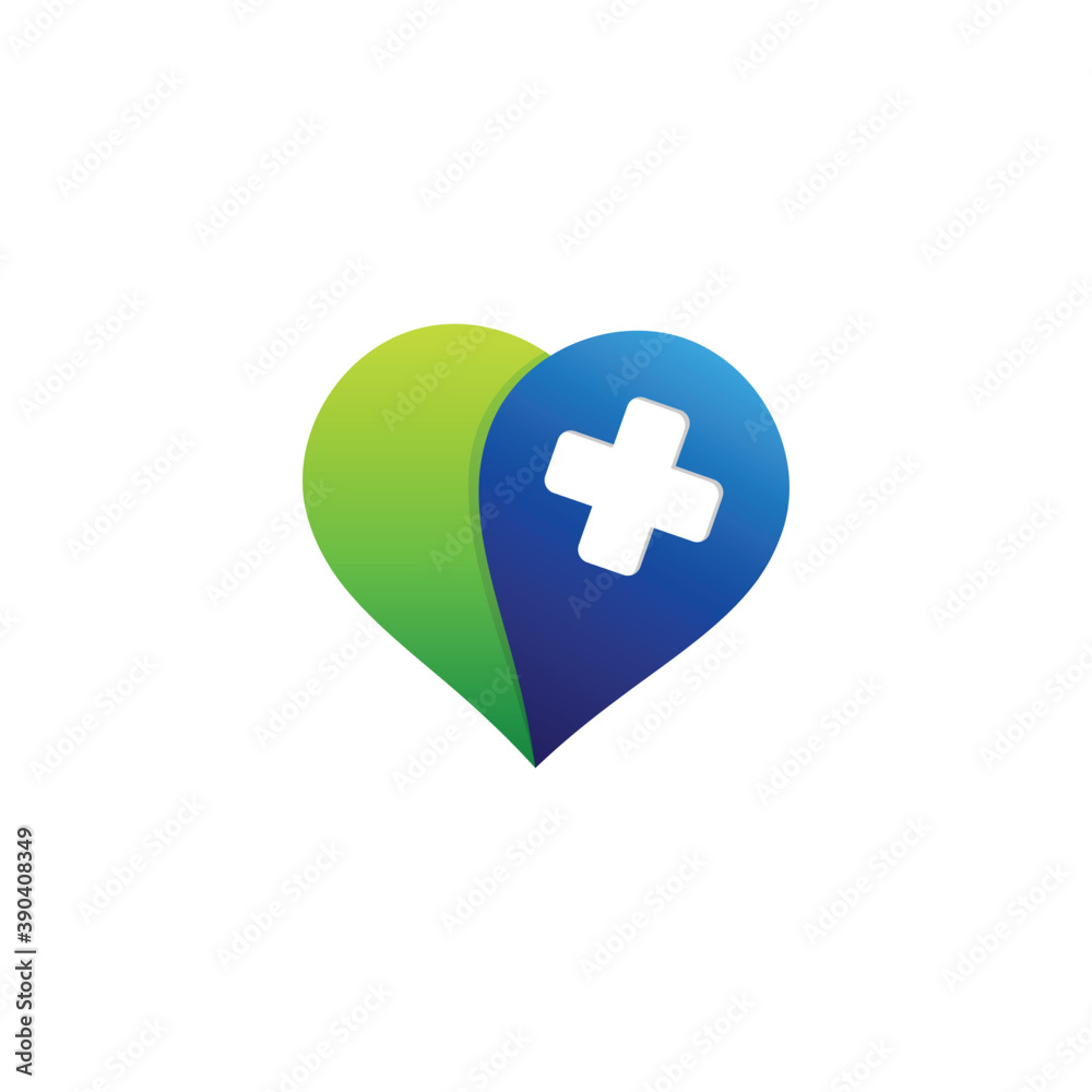 Fototapeta premium love with medical cross vector logo template