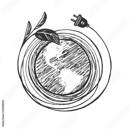 Green ecological light earth symbol