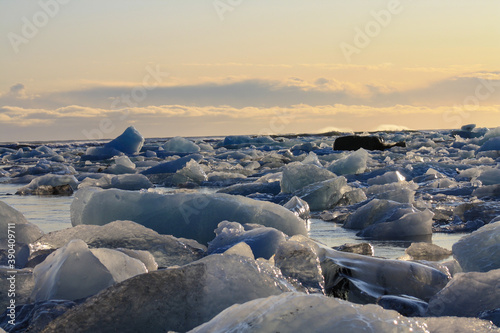 Diamond Beach in Island, Iceland. Blaues Eis
