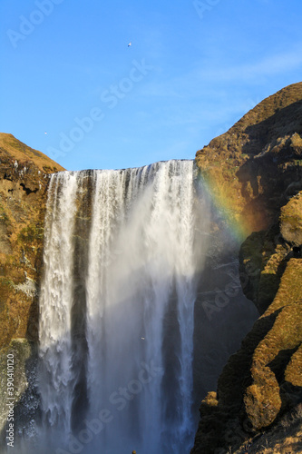 Island Wasserfall mit Regenbogen, Skogafoss