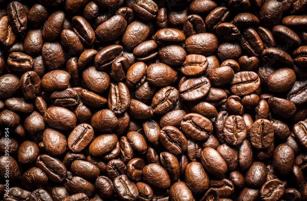 Fototapeta premium Roasted Coffee Beans background texture. 