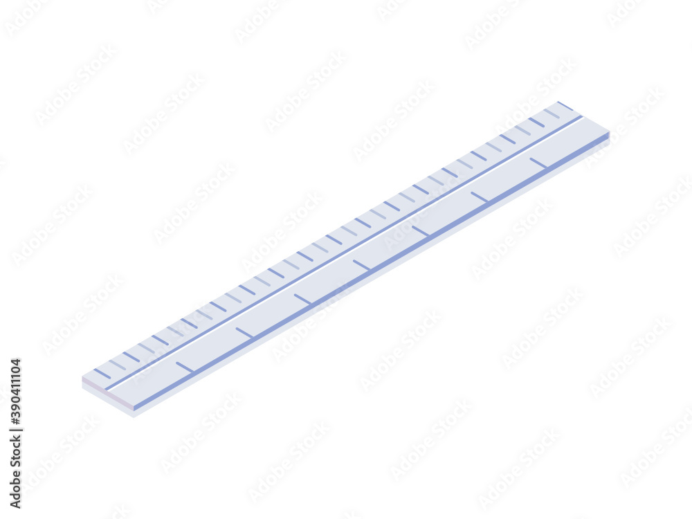 Ruler isometric illustration icon on a white background. Modern flat design. School supplies. Vector. Ruler isometric illustration icon on a white background. Modern flat design. School supplies. Vector.