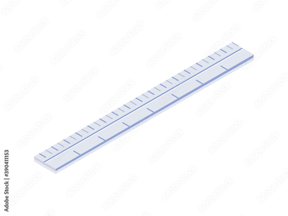Ruler isometric illustration icon on a white background. Modern flat design. School supplies. Ruler isometric illustration icon on a white background. Modern flat design. School supplies.