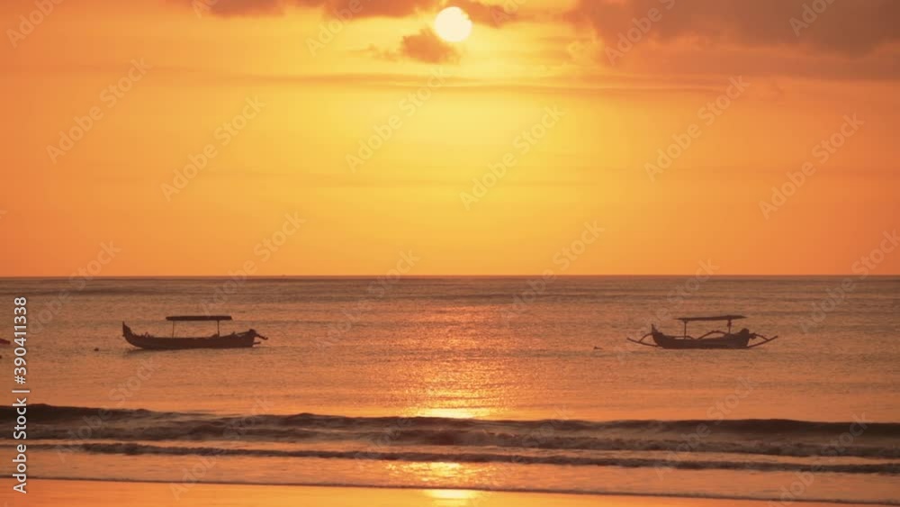 Asian fishing boats on ocean waves in twilight time.
Asian fishing boats on ocean waves in twilight time.