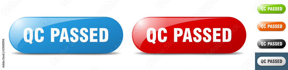 qc passed button. key. sign. push button set qc passed button. key. sign. push button set
