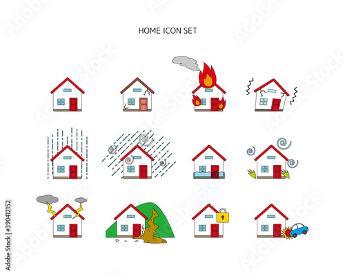 Vector illustration of a house / house. earthquake. Disaster. Insurance
