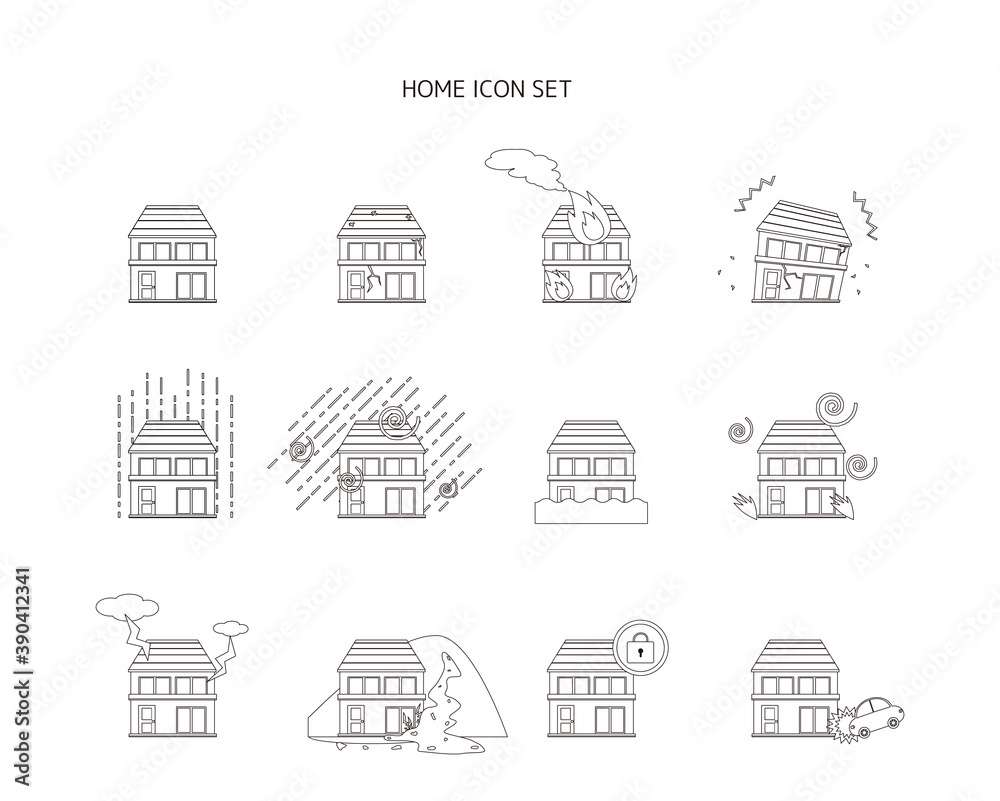 Vector illustration of a house / house. earthquake. Disaster. Insurance