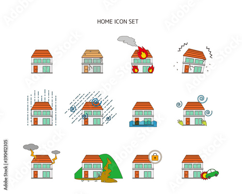Vector illustration of a house / house. earthquake. Disaster. Insurance