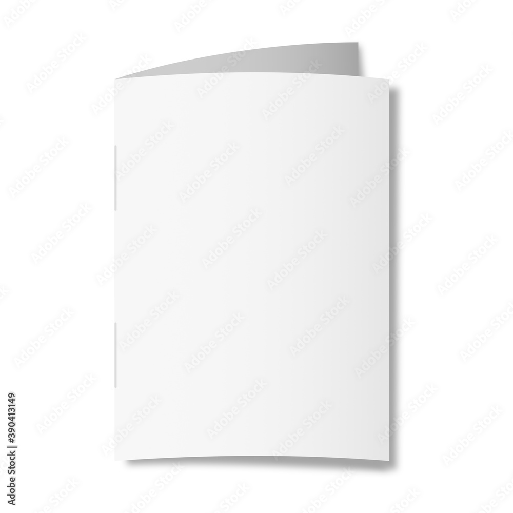 Blank book cover mockup on white background.