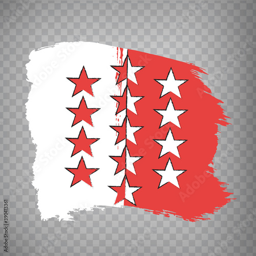 Flag Canton of Valais brush strokes. Flag of  Valais on transparent background for your web site design, app, UI. Switzerland. EPS10.