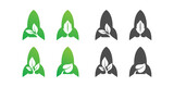 rocket and leaf negative space logo design