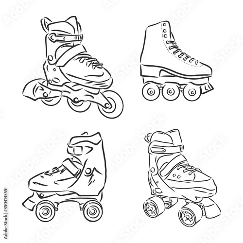 Roller skates sketch illustration. the roller skates sketch vector illustration