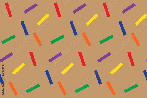 Seamless pattern with colorful sticks. Print for textile, gift wrapping paper, cards, web and design. Celebration style. Christmas presents, confetti. Craft background with color elements