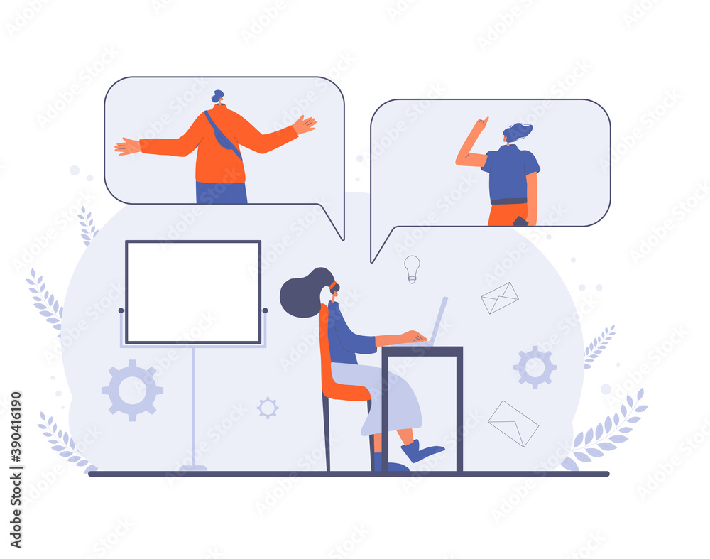 Woman sitting with laptop. Vector flat design. Woman sitting with laptop. Vector flat design.