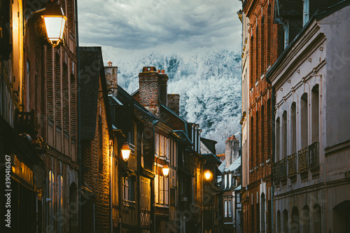 Closeup of houses of the old town in Honfleur, Normandy, France © nonglak