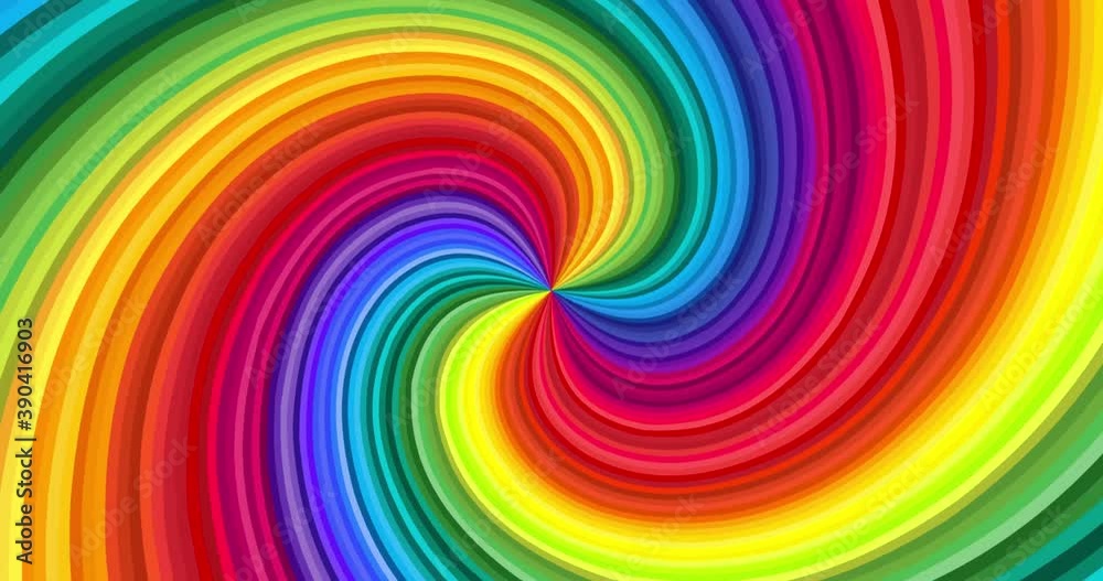 Moving hypnotic spiral. Seamless Psychedelic spiral and slow rotation. Colorful background.