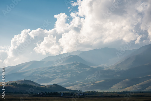 Altai mountains with cloudy skies.