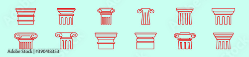 set of roman pillar cartoon icon design template with various models. vector illustration isolated on blue background