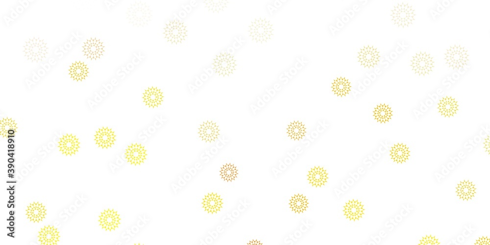 Light yellow vector doodle template with flowers.