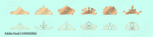 set of crown. cartoon design template with various models. vector illustration isolated on blue background