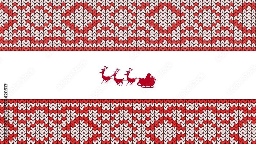 Digital animation of silhouette of santa claus in sleigh being pulled by reindeers against tradition Digital animation of silhouette of santa claus in sleigh being pulled by reindeers against tradition
