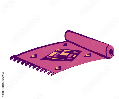 Flying carpet on a white background. Cartoon. Vector illustration.