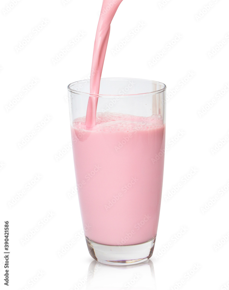 Strawberry milk in a glass isolated on the white background. clipping path. Strawberry milk in a glass isolated on the white background. clipping path.
